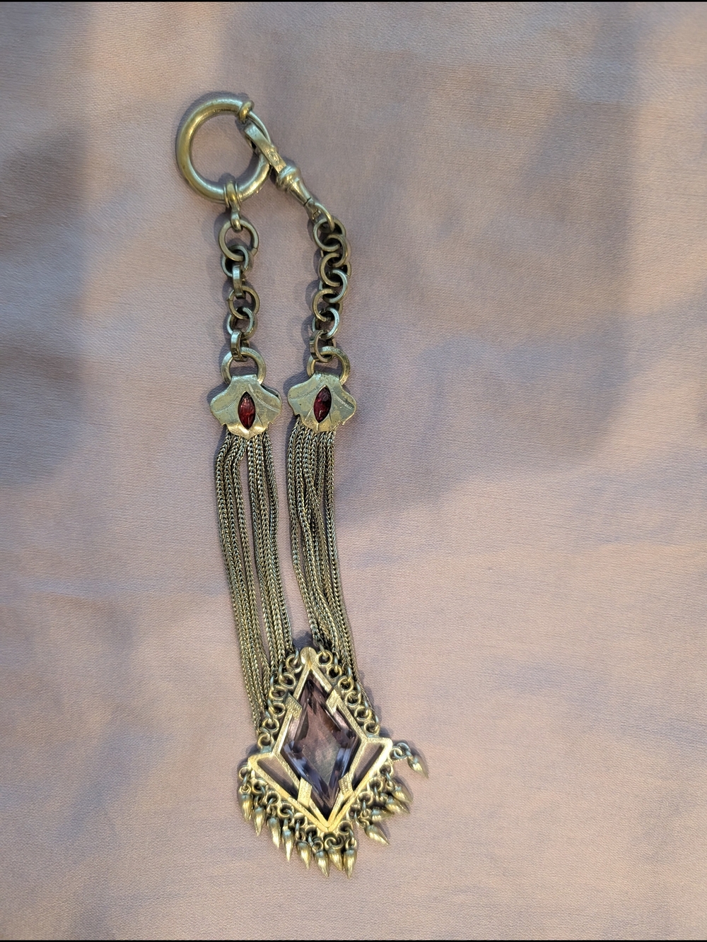 Vintage Silver-Tone Sweater Clip with Purple Glass Stone Amethyst Look